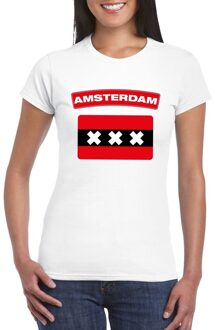 Bellatio Decorations T-shirt met Amsterdamse vlag wit dames 2XL