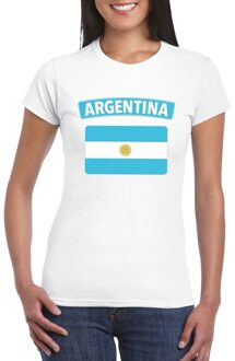 Bellatio Decorations T-shirt met Argentijnse vlag wit dames L