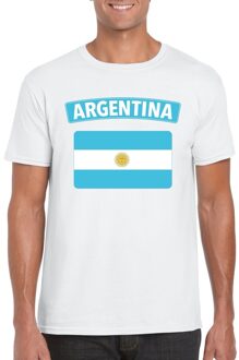 Bellatio Decorations T-shirt met Argentijnse vlag wit heren 2XL