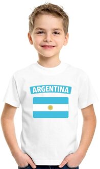 Bellatio Decorations T-shirt met Argentijnse vlag wit kinderen XS (110-116)