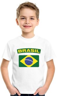Bellatio Decorations T-shirt met Braziliaanse vlag wit kinderen