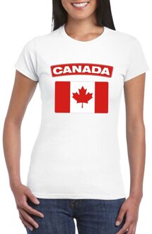 Bellatio Decorations T-shirt met Canadese vlag - wit - voor dames - supporters - canada