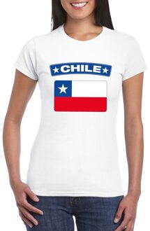 Bellatio Decorations T-shirt met Chileense vlag wit dames 2XL