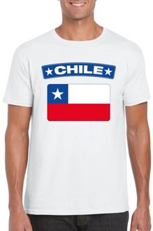 Bellatio Decorations T-shirt met Chileense vlag wit heren L