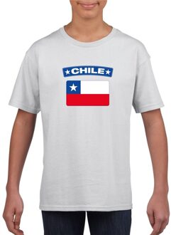 Bellatio Decorations T-shirt met Chileense vlag wit kinderen L (146-152)