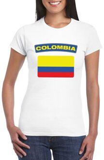 Bellatio Decorations T-shirt met Colombiaanse vlag wit dames XS