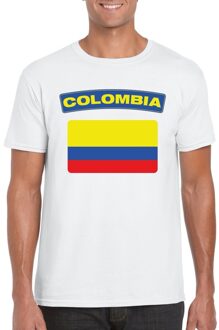 Bellatio Decorations T-shirt met Colombiaanse vlag wit heren S