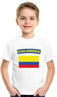 Bellatio Decorations T-shirt met Colombiaanse vlag wit kinderen L (146-152)