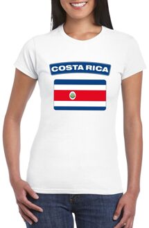 Bellatio Decorations T-shirt met Costa Ricaanse vlag wit dames XS