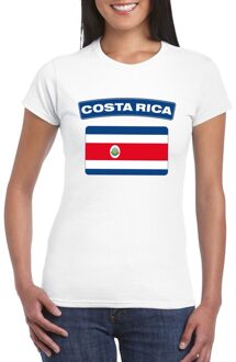Bellatio Decorations T-shirt met Costa Ricaanse vlag wit dames
