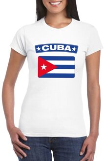 Bellatio Decorations T-shirt met Cubaanse vlag wit dames 2XL