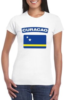 Bellatio Decorations T-shirt met Curacaose vlag wit dames 2XL