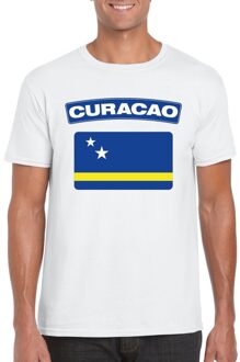 Bellatio Decorations T-shirt met Curacaose vlag wit heren 2XL