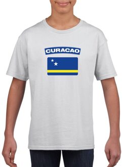 Bellatio Decorations T-shirt met Curacaose vlag wit kinderen L (146-152)