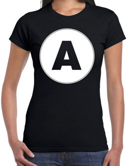 Bellatio Decorations T-shirt met de letter A dames zwart voor het maken van een naam / woord voor teamsportdagen of als nawomen shirt - team A 2XL