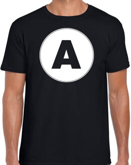 Bellatio Decorations T-shirt met de letter A heren zwart voor het maken van een naam / woord voor teamsportdagen of als namen shirt - team A 2XL