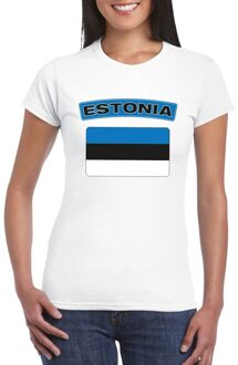 Bellatio Decorations T-shirt met Estlandse vlag wit dames 2XL