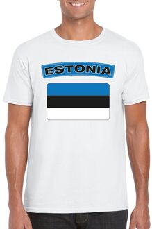 Bellatio Decorations T-shirt met Estlandse vlag wit heren 2XL