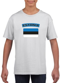 Bellatio Decorations T-shirt met Estlandse vlag wit kinderen L (146-152)