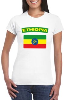 Bellatio Decorations T-shirt met Ethiopische vlag wit dames 2XL