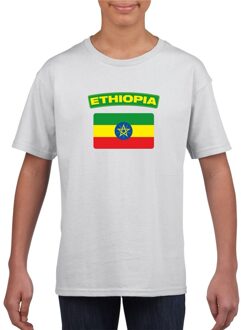 Bellatio Decorations T-shirt met Ethiopische vlag wit kinderen L (146-152)