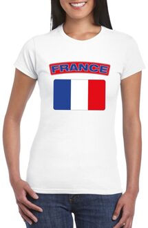 Bellatio Decorations T-shirt met Franse vlag wit dames 2XL