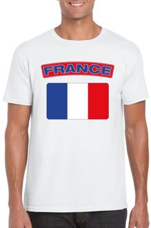 Bellatio Decorations T-shirt met Franse vlag wit heren 2XL