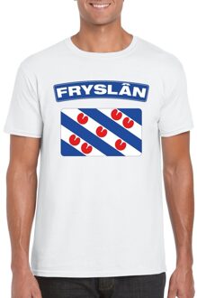 Bellatio Decorations T-shirt met Friese vlag - Friesland - Fryslan - wit - voor heren - Supporters