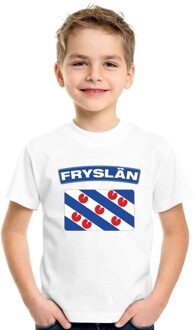 Bellatio Decorations T-shirt met Friese vlag wit kinderen L (146-152)