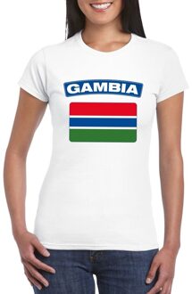 Bellatio Decorations T-shirt met Gambiaanse vlag wit dames 2XL