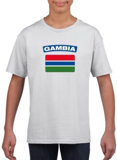 Bellatio Decorations T-shirt met Gambiaanse vlag wit kinderen L (146-152)