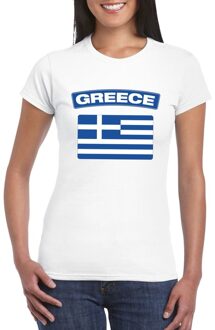 Bellatio Decorations T-shirt met Griekse vlag wit dames L