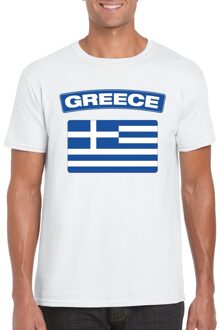 Bellatio Decorations T-shirt met Griekse vlag wit heren 2XL