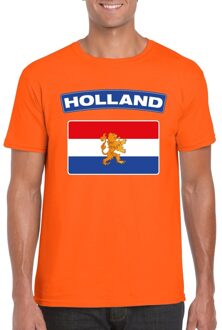 Bellatio Decorations T-shirt met Hollandse vlag - oranje - heren - Nederland - korte mouwen