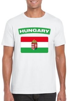 Bellatio Decorations T-shirt met Hongaarse vlag wit heren 2XL