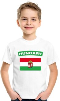 Bellatio Decorations T-shirt met Hongaarse vlag wit kinderen L (146-152)