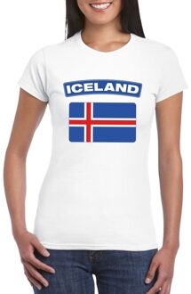 Bellatio Decorations T-shirt met IJslandse vlag wit dames XS