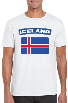 Bellatio Decorations T-shirt met IJslandse vlag wit heren 2XL