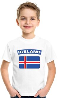 Bellatio Decorations T-shirt met IJslandse vlag wit kinderen L (146-152)