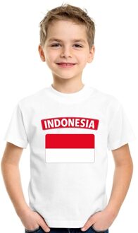 Bellatio Decorations T-shirt met Indonesische vlag wit kinderen M (134-140)