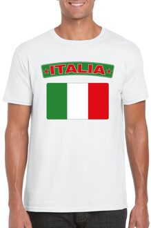 Bellatio Decorations T-shirt met Italiaanse vlag wit heren 2XL