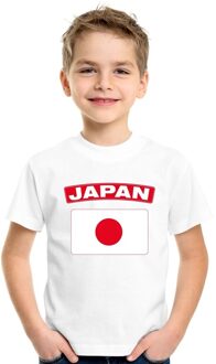 Bellatio Decorations T-shirt met Japanse vlag wit kinderen M (134-140)