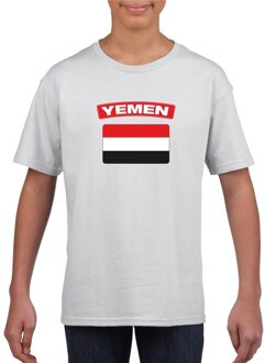 Bellatio Decorations T-shirt met Jemenitische vlag wit kinderen L (146-152)