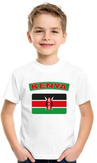 Bellatio Decorations T-shirt met Keniaanse vlag wit kinderen S (122-128)