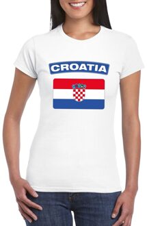 Bellatio Decorations T-shirt met Kroatische vlag wit dames 2XL