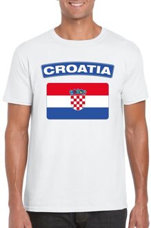 Bellatio Decorations T-shirt met Kroatische vlag wit heren 2XL