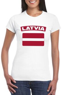 Bellatio Decorations T-shirt met Letlandse vlag wit dames 2XL