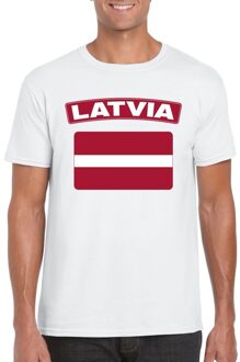 Bellatio Decorations T-shirt met Letlandse vlag wit heren 2XL