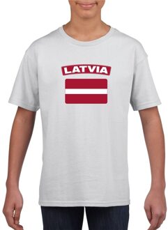 Bellatio Decorations T-shirt met Letlandse vlag wit kinderen L (146-152)