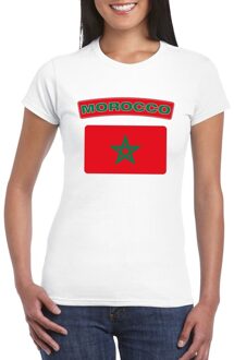 Bellatio Decorations T-shirt met Marokkaanse vlag wit dames XS